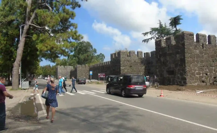 Ancient Roman walls of Gonio-Apsaros Fortress near Batumi, part of the historic castles of Georgia