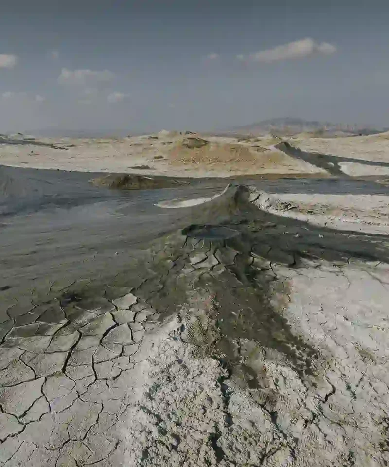The unique Takhti-Tefa mud volcanoes on a professional Eco tour in Georgia.