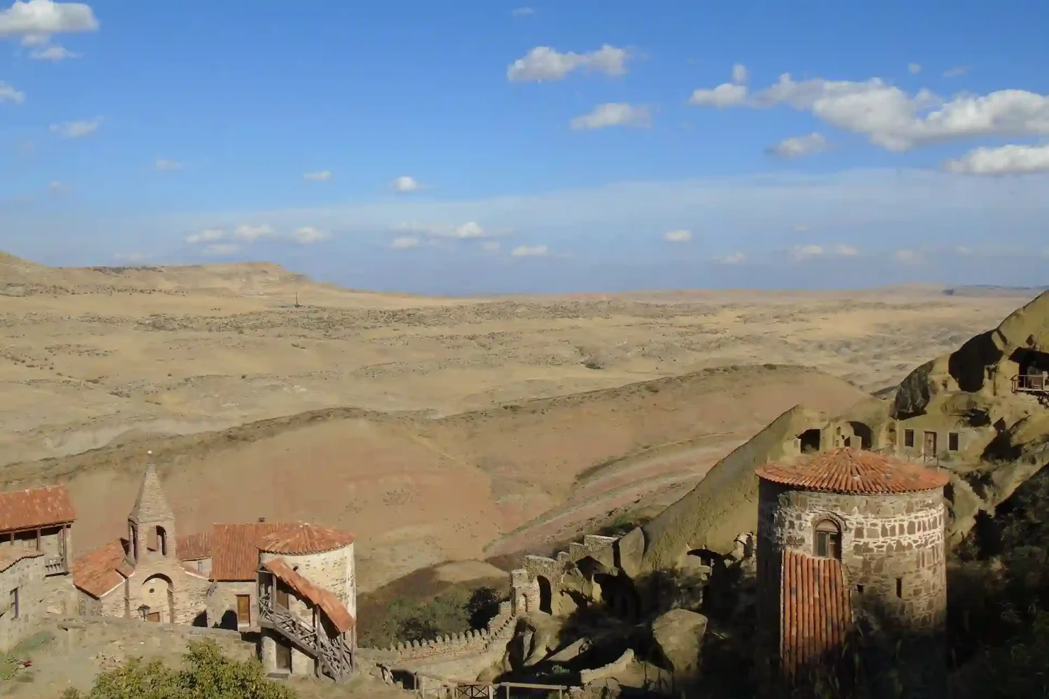 Residential caves carved into the rock at David Gareja