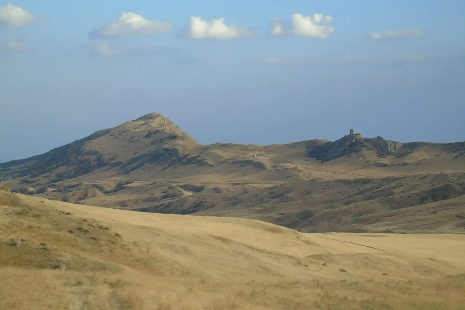 David Gareja monastery under beautiful white clouds