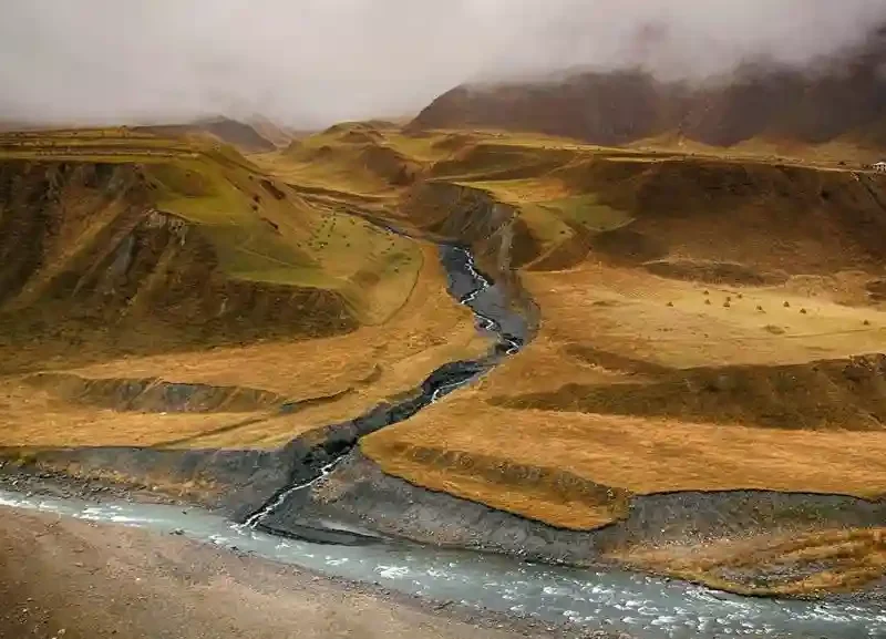 Tectonic rock layers in the Khevi region of the High Caucasus