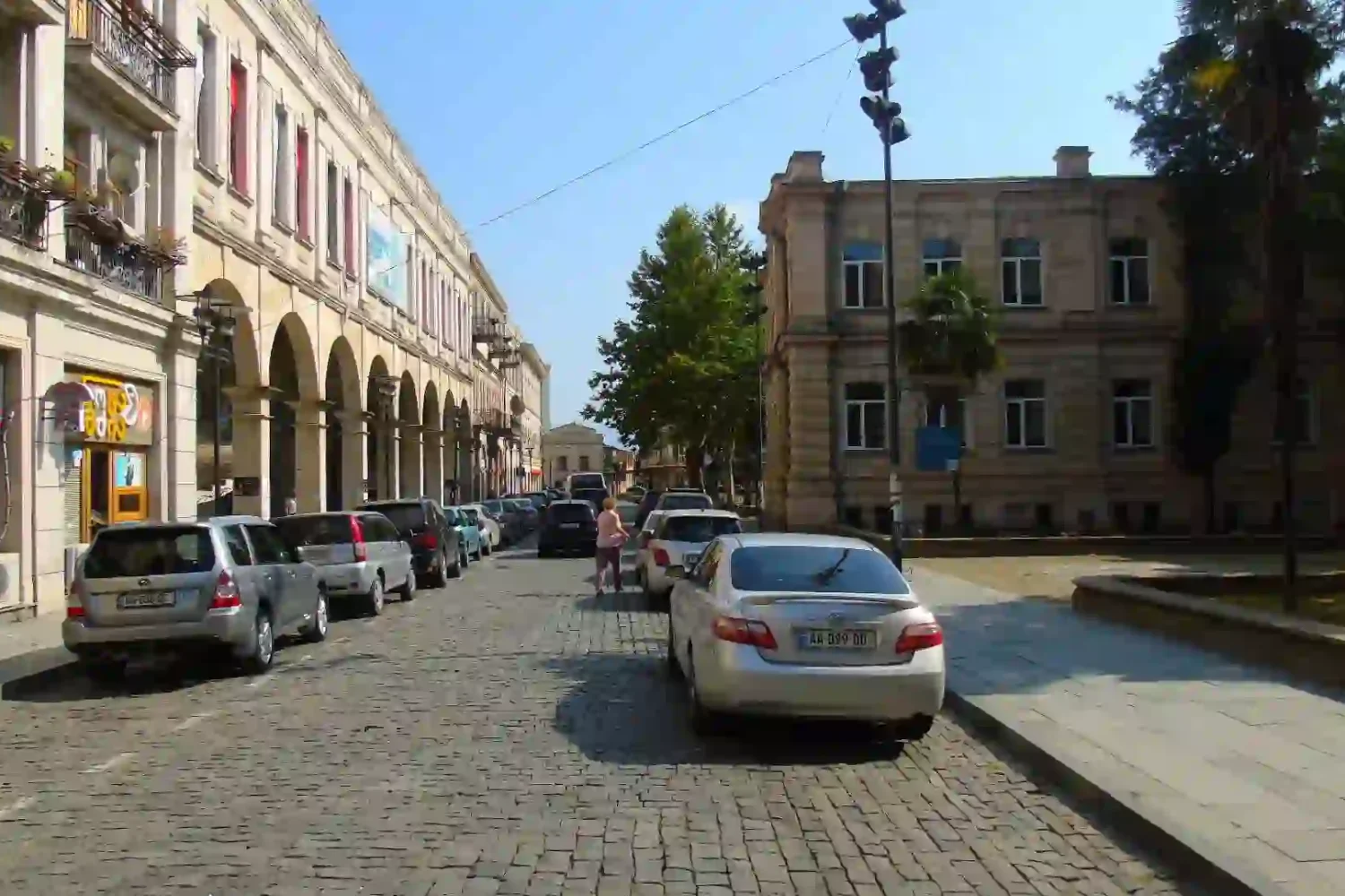 Walking through the renovated old streets of central Kutaisi - Tour to Kinchkha Waterfall.