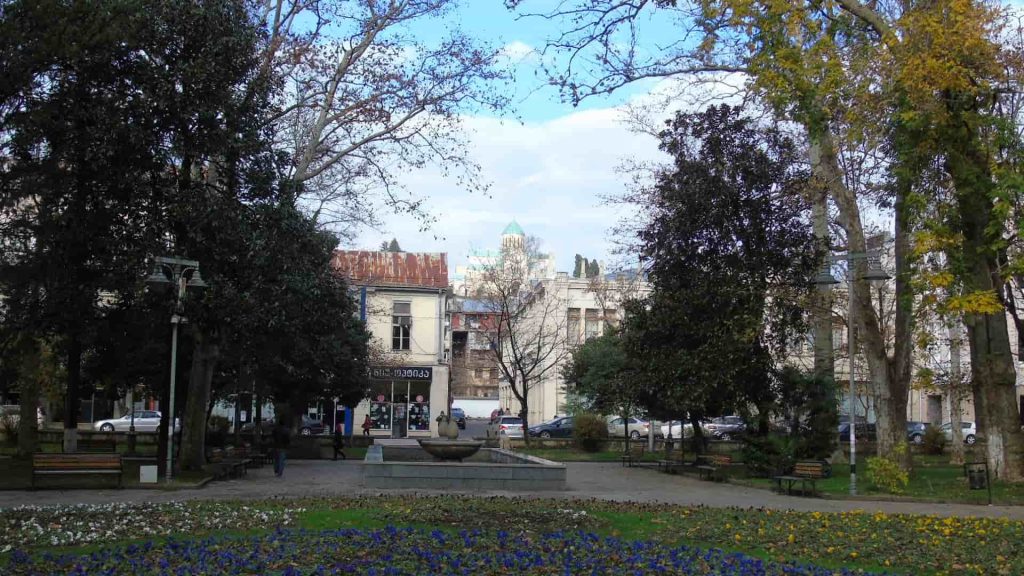 View of Bagrati Cathedral from Kutaisi Central Park