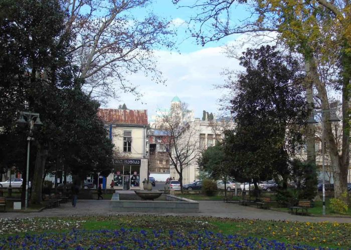 View of Bagrati Cathedral from Kutaisi Central Park