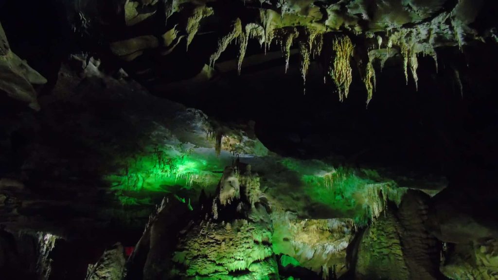 Prometheus Cave, interior with green lighting