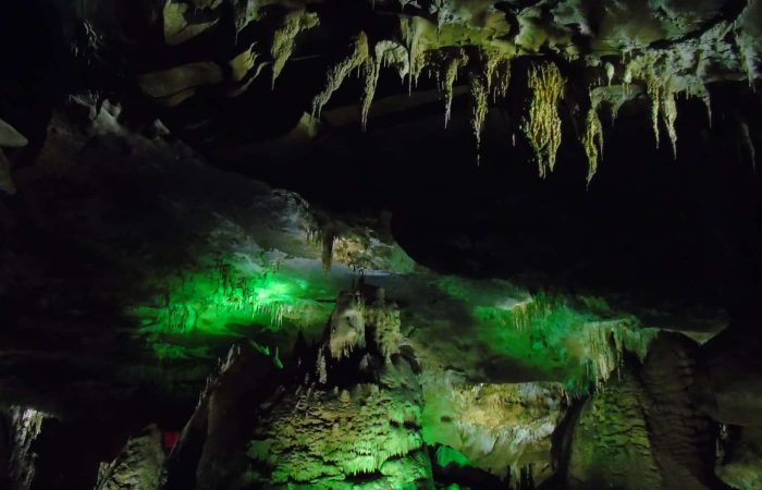 Prometheus Cave, interior with green lighting