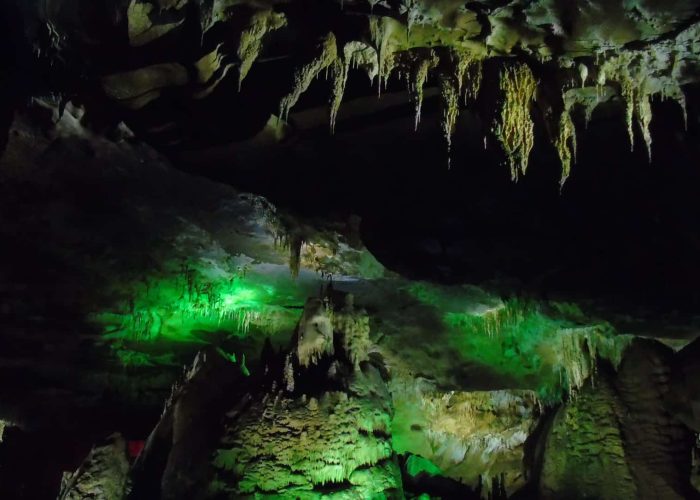 Prometheus Cave, interior with green lighting