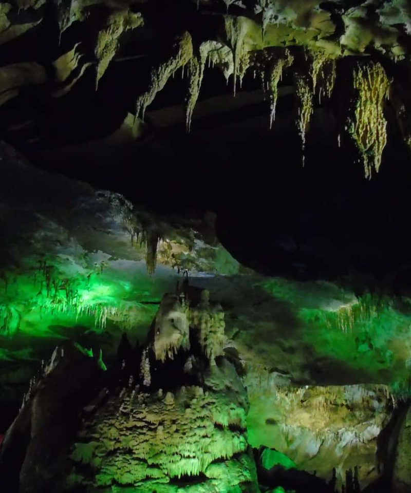 Prometheus Cave, interior with green lighting