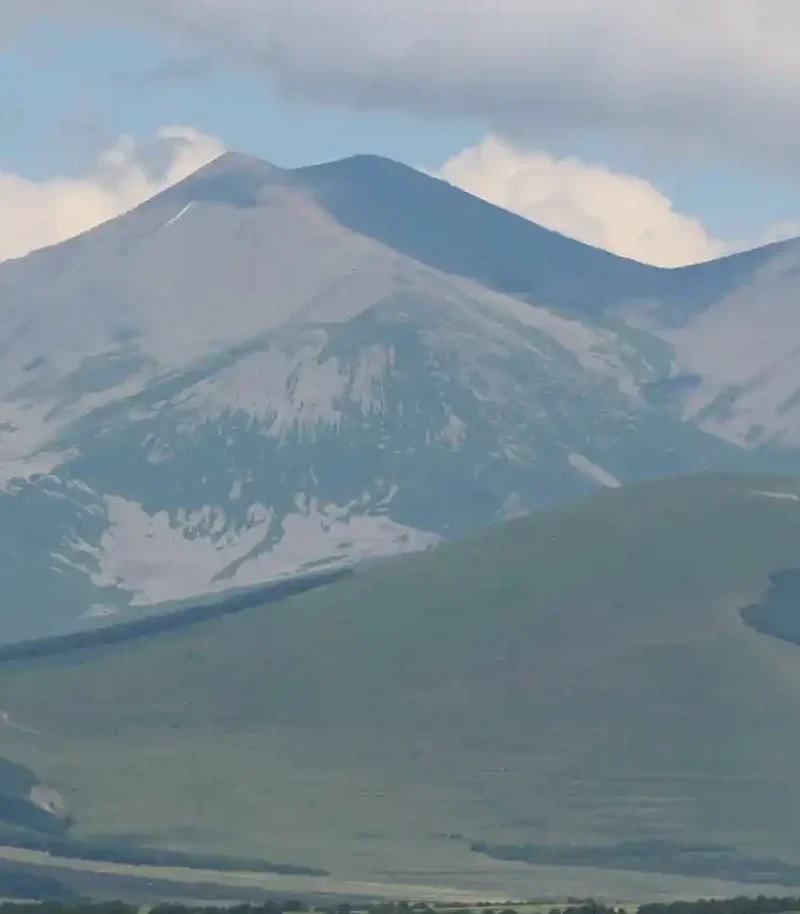 Snow-capped Mount Abuli landscape in Javakheti plateau, Georgia.