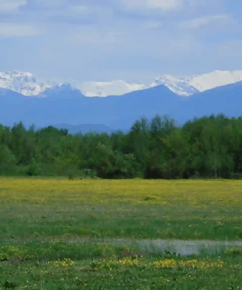 Panoramic view of the Caucasus Mountains from the Imereti region in Georgia - Travel Destinations in Georgia.