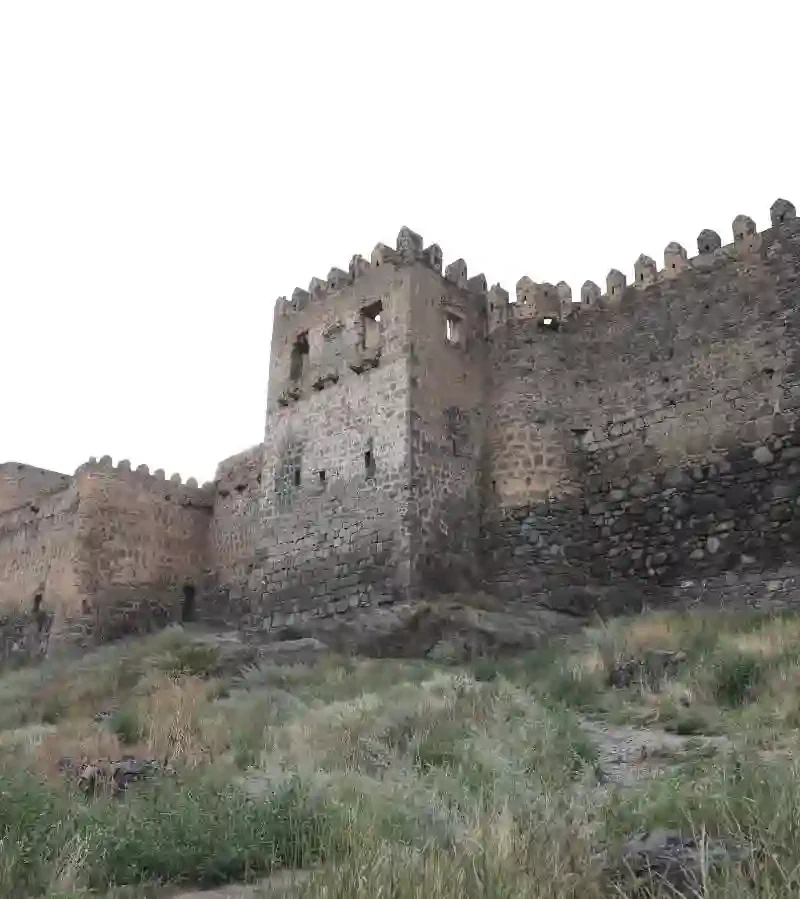 Ancient Khertvisi fortress on a rocky hill in Georgia