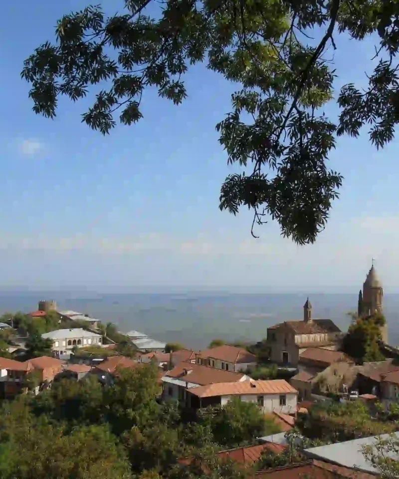 Sighnaghi City of Love with a view of Alazani Valley, Kakheti, Georgia.